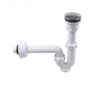 Siphon de lavabo en acier inoxydable avec système Push Up et anti-odeur, kit de siphon de lavabo mural, siphon à bouteille réglable pour vidange d'évier de salle de bain, SUS304