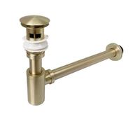 Siphon de lavabo en or brossé mat, plomberie, siphon bouteille, rénovation, bouchon vidange escamotable pour Cuisine(Matte Gold Overflow)