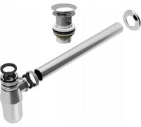Siphon de lavabo laiton chromé + bouchon à clipser