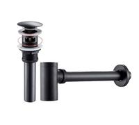 Siphon de lavabo salle bain antique, kits tuyaux d'évacuation, raccords vidange en laiton Pour Lavabo Universel(Black with hole)