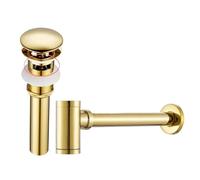 Siphon de lavabo salle bain antique, kits tuyaux d'évacuation, raccords vidange en laiton Pour Lavabo Universel(Gold with hole)
