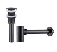 Siphon de lavabo salle bain antique, kits tuyaux d'évacuation, raccords vidange en laiton Pour Lavabo Universel(Black no hole)