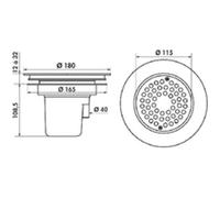 Delabie Siphon 683002 à hauteur réglable – sol souple/vinyle, grille inox Ø115, sortie Ø40