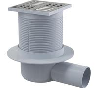 Siphon de sol en plastique - 105x105/50 mm - sortie horizontale