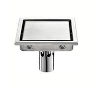 Siphon de Sol Anti-Odeur en Acier Inoxydable SUS304 carré Invisible pour Salle de Bain,Douche,avec Grille d'insertion de carrelage,Couvercle Amovible,Drain de Douche avec Filtre à Cheveux de GRO