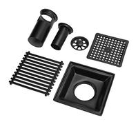 Siphon de Sol avec Grille Amovible, Siphon de Douche de Forme Carrée, 10x10cm, Noir
