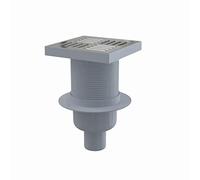 Siphon de sol avec grille en inox - 150x150/50 mm - sortie verticale