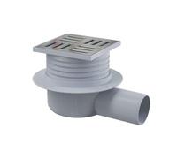 Siphon de sol avec grille inox 105 x 105 mm - sortie horizontale