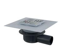 Siphon de sol avec grille inox - 105x105/50 - Sortie horizontale