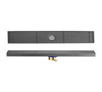 Siphon de Sol avec Grille, Siphon de Douche rectangulaire en Acier Inoxydable, Drainage latéral, 10 x 100 cm (Drainage Central 10 x 100 cm)