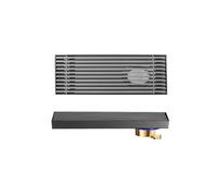 Siphon de Sol avec Grille, Siphon de Douche rectangulaire en Acier Inoxydable, évacuation latérale, 10 x 100 cm (évacuation latérale 10 x 30 cm)