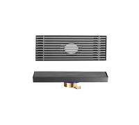 Siphon de Sol avec Grille, Siphon de Douche rectangulaire en Acier Inoxydable, évacuation latérale, 10 x 100 cm (évacuation Centrale 10 x 30 cm)