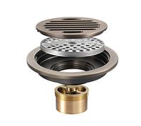 Siphon de Sol Bronze Antique Drain de Plancher Ronde Laiton Caniveau de Douche Anti-Odeur Drain De Douche pour WC Salle de Bain Cuisine, 4 Pouces