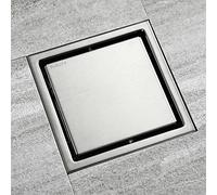 Siphon de Sol carré en Acier Inoxydable 304 avec Grille d'insertion pour carrelage, Couvercle Amovible, 4,3/5,9 Pouces, Design Double Face, Compatible avec Le s