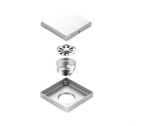 Siphon de sol carré en acier inoxydable pour douche et salle de bain avec noyau à gravité pour un fonctionnement fluide et une double filtration pour éviter les obstructions (blanc 30,5 x 30,5 cm)