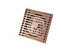 Siphon de sol carré en laiton doré rose 100 x 100 mm pour toilettes, balcon, salle de bain, douche, grille de vidage (or rose)