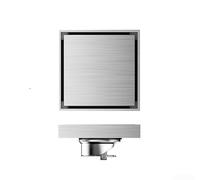 Siphon de sol carré invisible en acier inoxydable 304 avec noyau anti-odeur, caché pour insert de carrelage pour salle de bain, douche, balcon, pour tuyaux de 40/50/75/110 mm (20 x 20 cm)