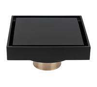 Siphon de Sol Carré Noir, avec Grille de Couverture Amovible, Siphon de Sol Carré de Douche en Cuivre de 10 X 10 Cm pour Cuisine, Salle de Bain, Balcon