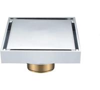 Siphon de sol de douche 10 x 10 cm - Invisible - Siphon carré pour salle de bain - Design laiton noir