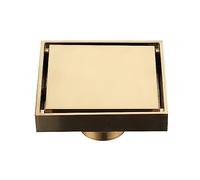 Siphon de Sol de Douche carré en Laiton de 4 Pouces avec Insert de carrelage, Couvercle Amovible, Filtre Attrape-Cheveux, doré