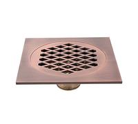 Siphon de Sol de Douche carré en Laiton de 6 Pouces, Couvercle Amovible, égouttoir de Salle de Bain avec Filtre à Cheveux pour Cuisine, Salle de Bain, Garage, sous-Sol (cuivre Rouge)