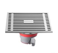 Siphon de sol de douche en acier inoxydable 15 x 15 cm avec architecture minimaliste à haut débit et mécanisme d'étanchéité anti-odeurs