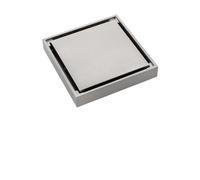 Siphon de Sol de Douche en Acier Inoxydable, Siphon de Sol Invisible en Laiton, 10 x 10 cm, Siphon de Sol carré pour Salle de Bain (10 x 10 cm, Argent brossé)