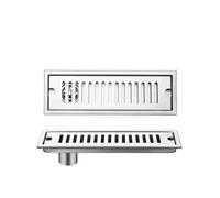 Siphon de Sol de Douche rectangulaire en Acier Inoxydable 20/30/40/50 cm, avec Couvercle de crépine (côté 50 x 10 cm) (côté 30 x 10 cm Unicolore)