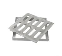 Siphon de sol en acier inoxydable avec cadre - 150 x 150 x 20 mm - Grille d'évacuation de douche - Pour l'extérieur - Couvercle de drainage pour l'eau de pluie - Design à double rangée de trous (200 x
