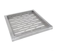 Siphon de sol en acier inoxydable avec cadre, finition brossée antidérapante, design multi-trous à drainage rapide pour terrasse, jardin, grande capacité de charge, 150 x 150 x 20 mm-300 x 300 x 20 mm