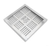 Siphon de sol en acier inoxydable avec cadre pour allée extérieure, jardin, eau de pluie, antidérapant, très résistant, argenté, 150 x 150 mm (200 x 200 x 20 x 2 mm)