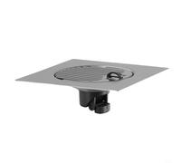 Siphon de sol en acier inoxydable avec filtre à cheveux pour salle de bain, cuisine, WC - Grille de tuyau d'égout amovible en gris (10 x 10 cm) compatible