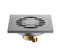 Siphon de sol en acier inoxydable avec noyau entièrement en cuivre, vanne anti-odeur automatique, grande cuve de drainage, finition grise moderne, 10 x 10 cm, filtration avancée des débris