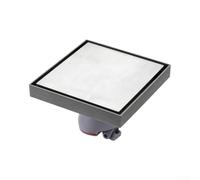 Siphon de sol en acier inoxydable brossé anti-odeur 15 cm | Sans couture pour insert de carrelage, finition encastrée, esthétique moderne de salle de bain, taille carrée de 15 x 15 cm