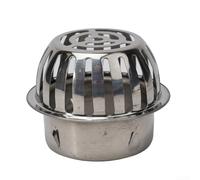 Siphon de sol en acier inoxydable pour toit de balcon avec grand déplacement et design antiblocage, pince réglable pour une fixation sûre (Ø 110 mm)