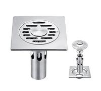 Siphon de Sol en Acier Inoxydable Silver & BlackinVisible Douche Voyage/Salle de Bain Balcon Utilisez des matériaux en Laiton Rapid Drainage Drains Insert carrés(2cm Deep Sealing)