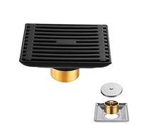 Siphon de Sol en Acier Inoxydable Silver & BlackinVisible Douche Voyage/Salle de Bain Balcon Utilisez des matériaux en Laiton Rapid Drainage Drains Insert carrés(Rack-Line Matt Black)