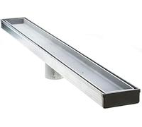 Siphon De Sol en Acier Inoxydable Ultra-résistant, Insert pour Carrelage, Douche Linéaire en Acier Inoxydable 304, Grille De Salle De Bain, Siphon De Sol, Sortie Centrale, 900mm
