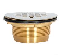 Siphon de sol en laiton, 10,4 cm, drain de douche robuste, design anti-obstruction, construction entièrement en cuivre, utilisation intérieure et extérieure