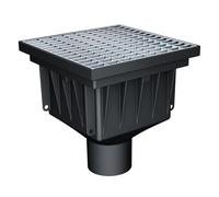Siphon de Sol extérieur/Avaloir de Cour en Plastique recyclé MEAPARK+ caillebotis Maille 20/30 en Acier galvanisé, pour Le Drainage ponctuel des eaux de pluies. Passage véhicules légers B125