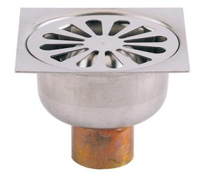 Siphon de sol grille inox sortie verticale 100 x 100 mm D90 mm VALENTIN 00 460200 000 00