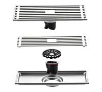 Siphon de sol invisible pour insert de carrelage - 19,5 x 7,8 cm - Noir | Design à haut débit, pour un drainage rapide, empêche les inondations, idéal pour les fortes averses de pluie, efficace