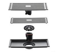 Siphon de sol invisible pour insert de carrelage 19,5 x 7,8 cm Noir (gris) | Design à haut débit, pour un drainage rapide, empêche les inondations, idéal pour les fortes averses de pluie, efficace
