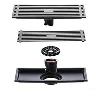 Siphon de sol invisible pour insert de carrelage Noir 19,5 x 7,8 cm | Design à haut débit, pour un drainage rapide, empêche les inondations, idéal pour les fortes averses de pluie, efficace