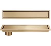 Siphon de sol linéaire de douche, insert et couvercle 2 en 1, attrape-cheveux, finition brossée, facile à installer, idéal pour les salles de bains, empêche les obstructions et l'accumulation