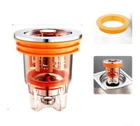 Siphon de sol magnétique anti-odeur pour douche et salle de bain - Piège à odeurs - Bouchon anti-parasites à fermeture automatique en silicone ABS orange thé 4,3 cm