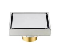 Siphon de sol pour salle de bain Carré Salle De Bain Douche Sol Drain Carrelage Insert Invisible Filtre À Eau Noir Or(White)