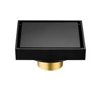 Siphon de sol pour salle de bain Carré Salle De Bain Douche Sol Drain Carrelage Insert Invisible Filtre À Eau Noir Or(Black)