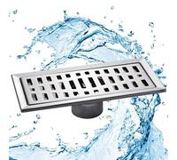 Siphon de sol pour salle de bain Douche de salle bains en acier inoxydable à grand trafic, sol carré sanitaire, Drain 20cm x 10cm