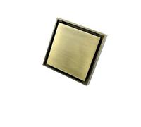 Siphon de sol pour salle de bain Drain de douche en laiton, sol salle bains, insertion carrelage, couvercle vidange Invisible, carré 10x10 CM(Brown)